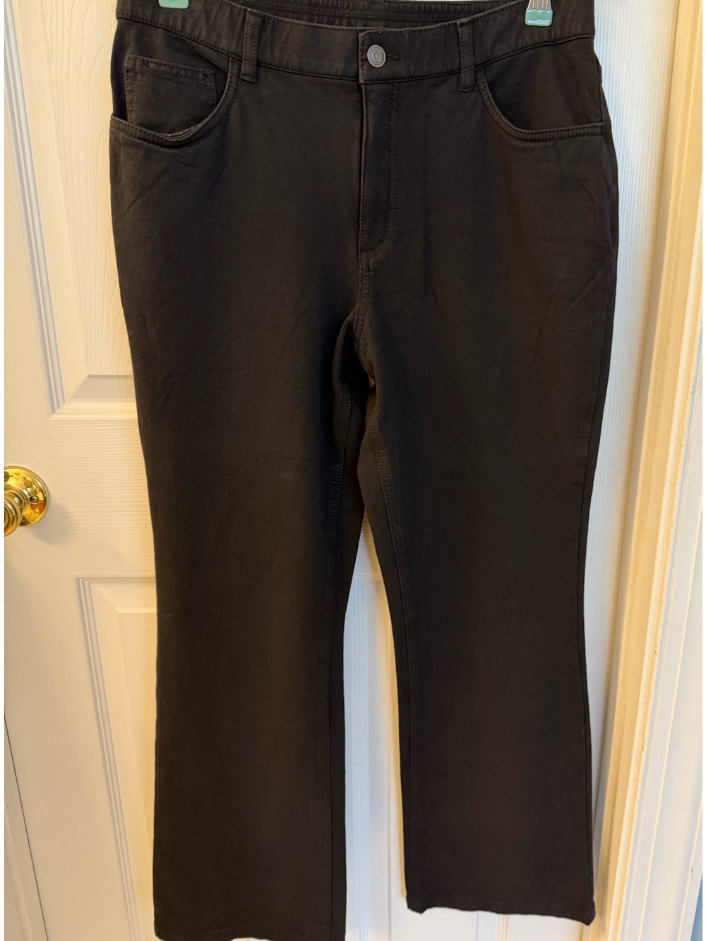 Denim & Co. How Comfy Boot Cut Black Knit Jeans Sz 12P NWT